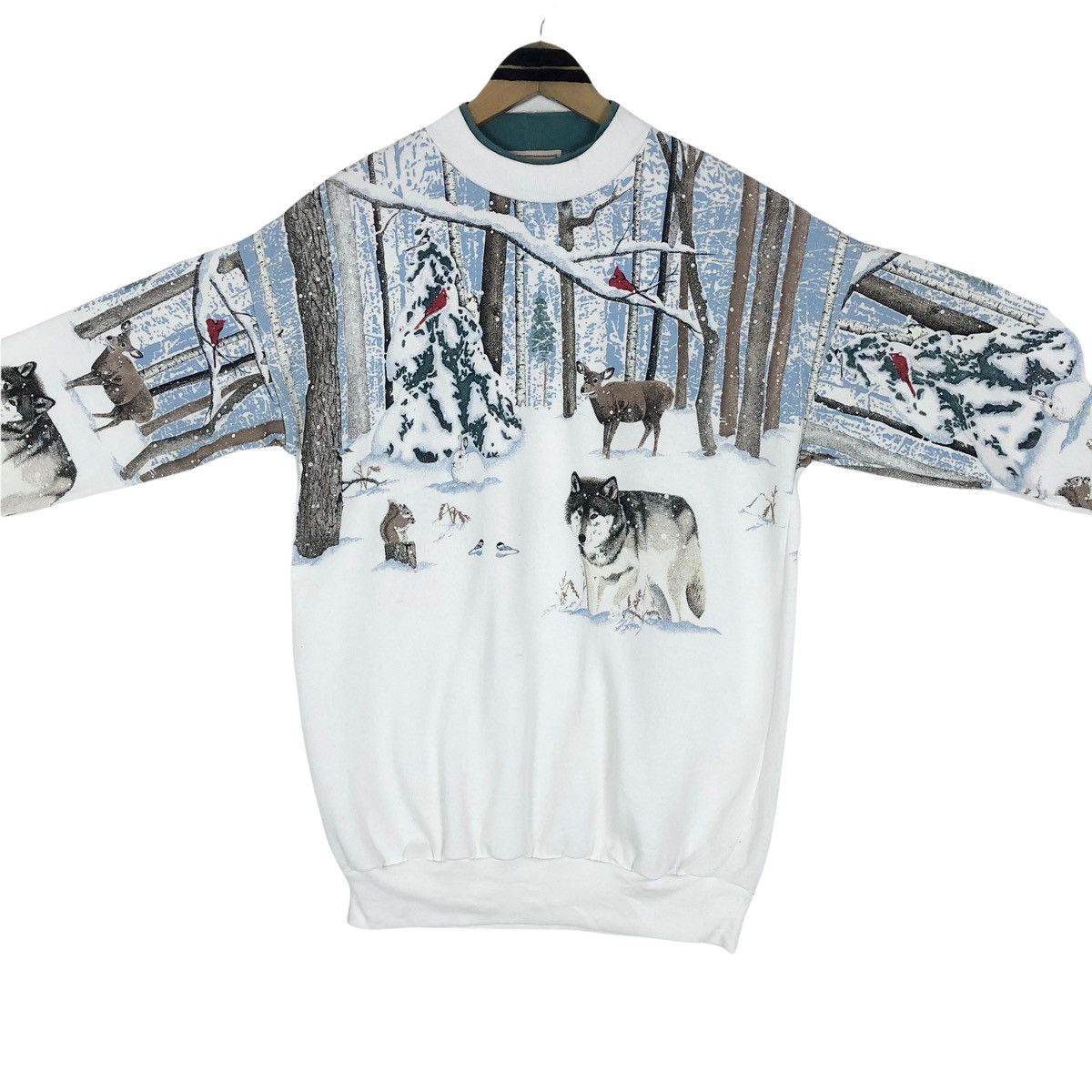 Vintage Vintage 90s Woolrich Christmas Winter Full Print Sweatshirt Size US S / EU 44-46 / 1 - 1 Thumbnail