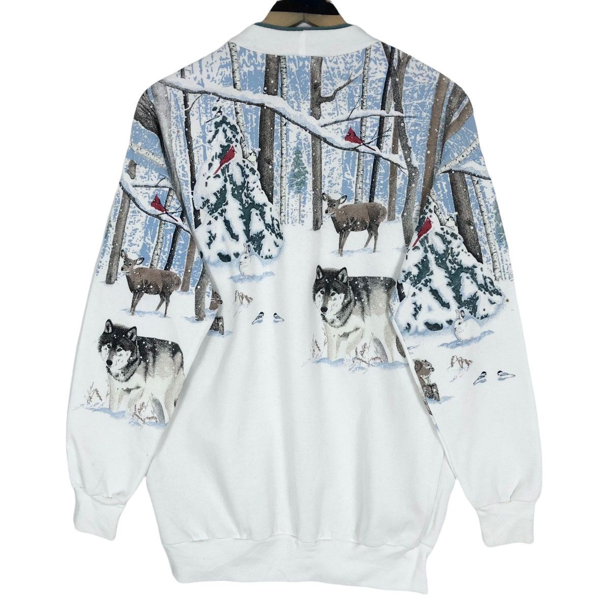 Vintage Vintage 90s Woolrich Christmas Winter Full Print Sweatshirt Size US S / EU 44-46 / 1 - 11 Thumbnail