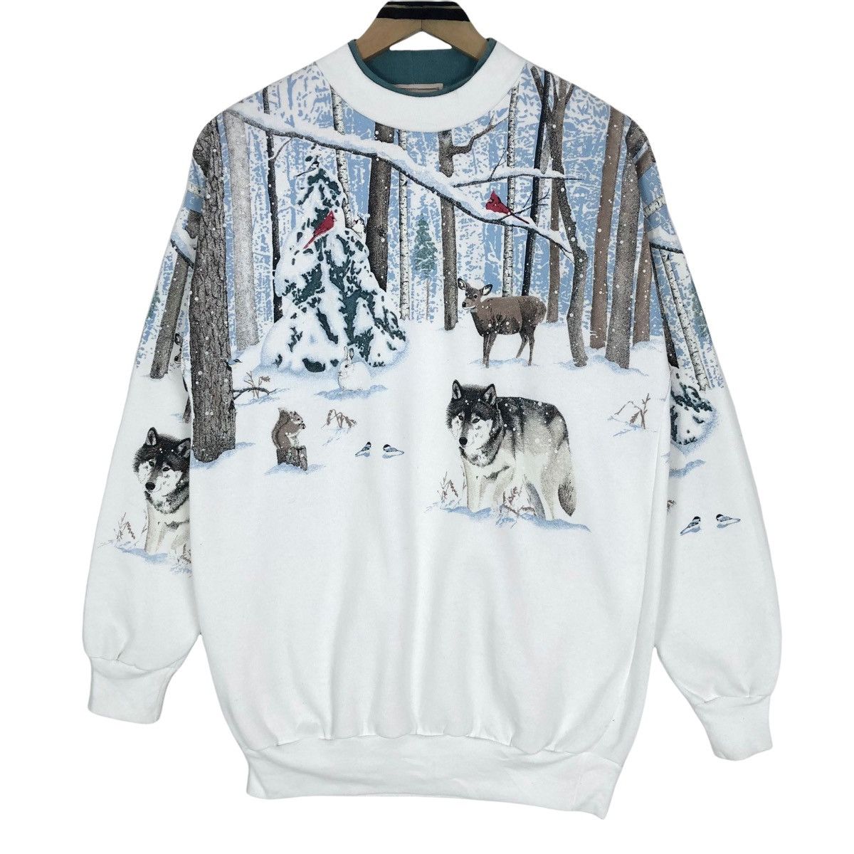 Vintage Vintage 90s Woolrich Christmas Winter Full Print Sweatshirt Size US S / EU 44-46 / 1 - 2 Thumbnail