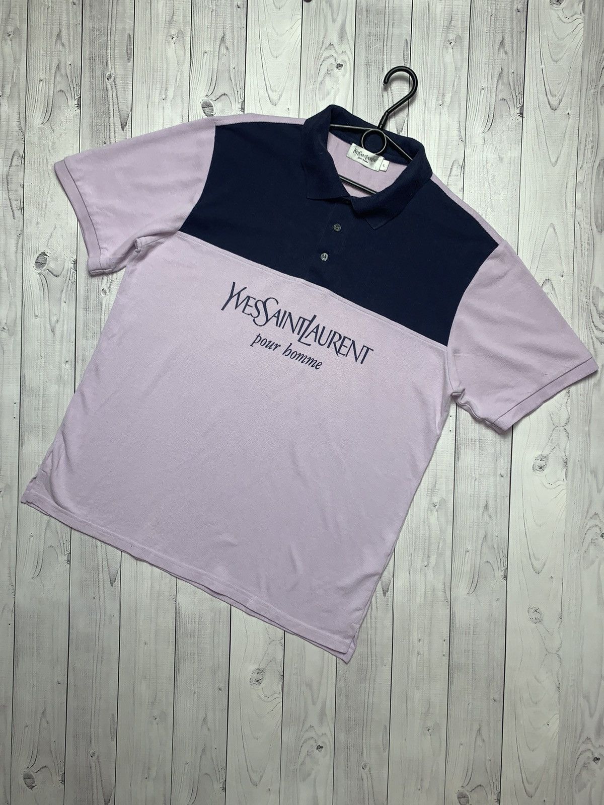 Vintage × Yves Saint Laurent Vintage polo Yves Saint Laurent big logo purple size L/XL Size US XL / EU 56 / 4 - 1 Thumbnail