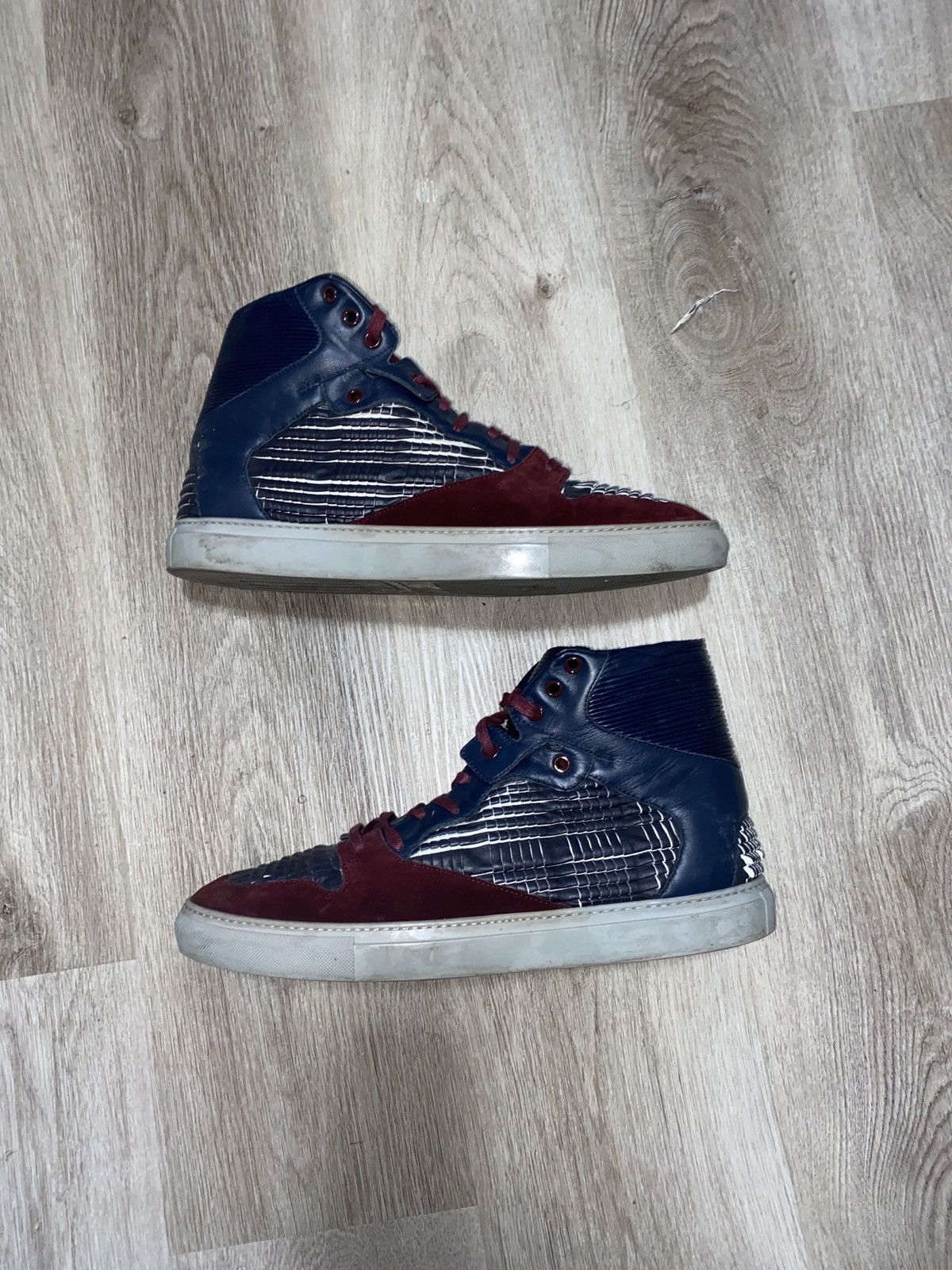 image of Balenciaga High Top Origami Panel Shoes in Blue, Men's (Size 13)