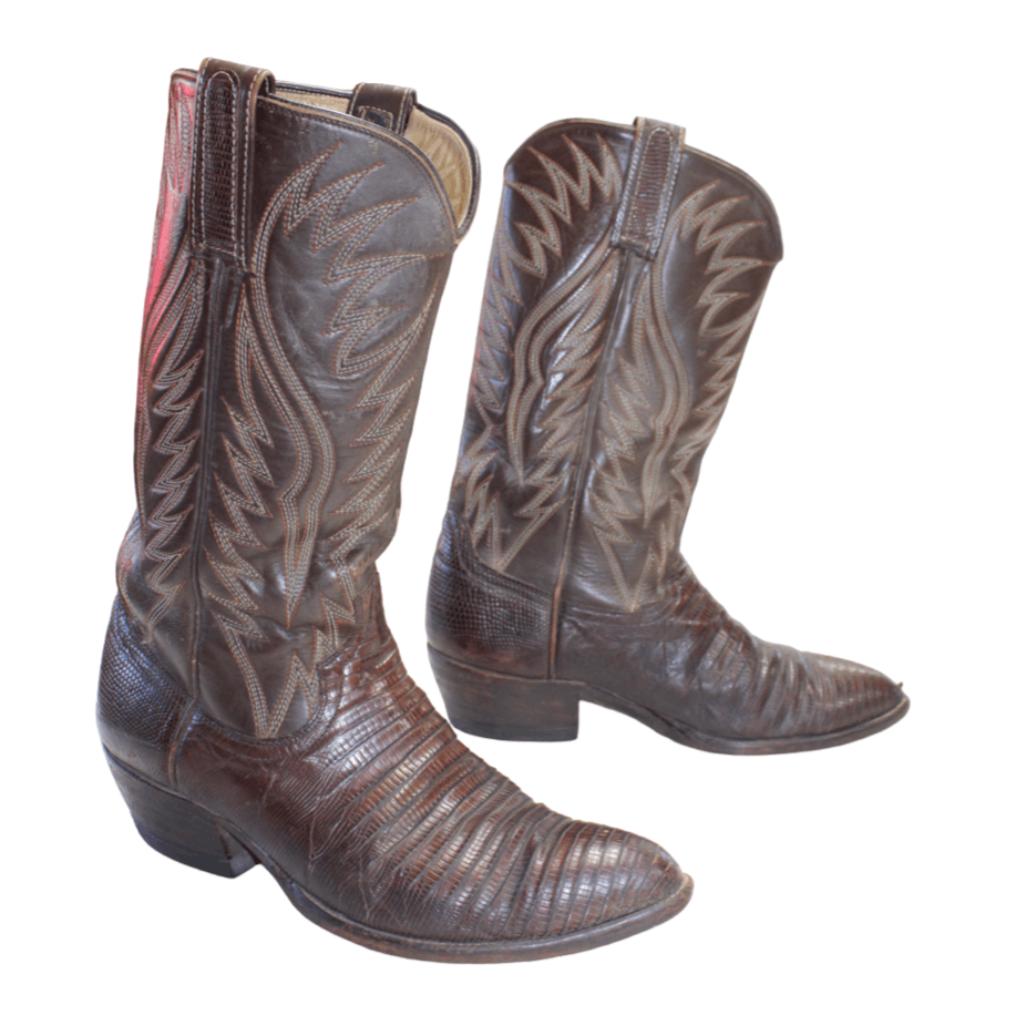 BOTTINES VINTAGES HOMMES Des Années 80 En Cuir Marron Et Lézard EUR 120,00 - FR