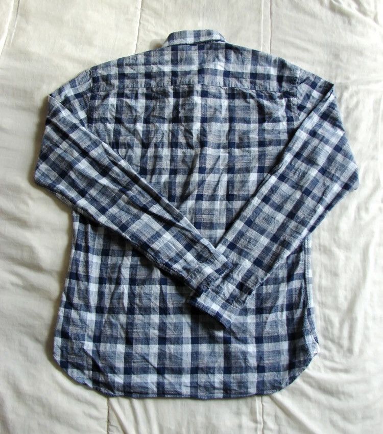 Oliver Spencer Oliver Spencer Blue Organic Cotton Plaid Shirt Size US M / EU 48-50 / 2 - 2 Thumbnail