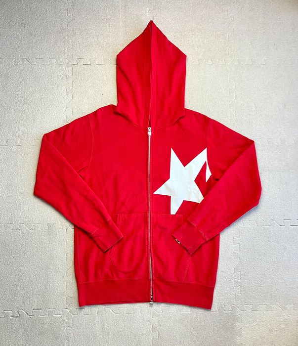 Bape Bape Red Bapesta Star Logo White Full Zip Hoodie Size M | Grailed