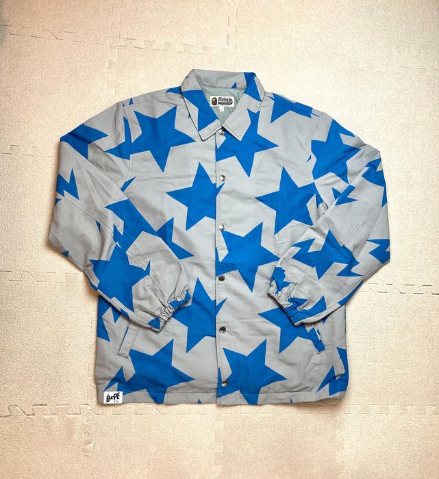 Bape Bape Gray Blue Bapesta Star Logo Light Jacket Size L | Grailed