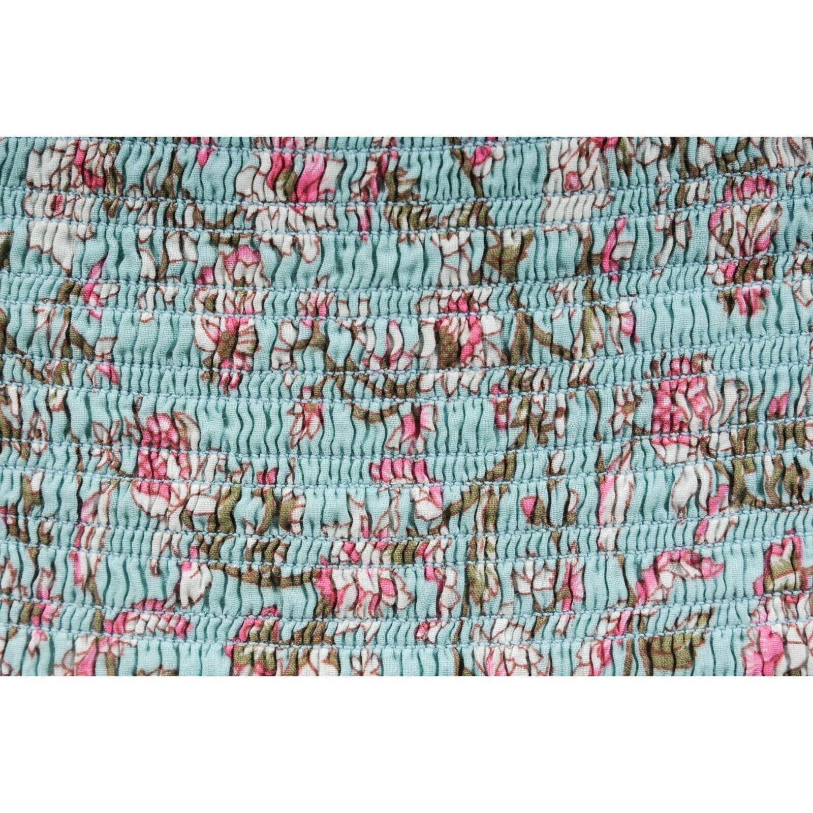 Isabel Marant Etoile Naomi Smocked Green Teal Floral Ruffle Size 28" / US 6 / IT 42 - 6 Thumbnail