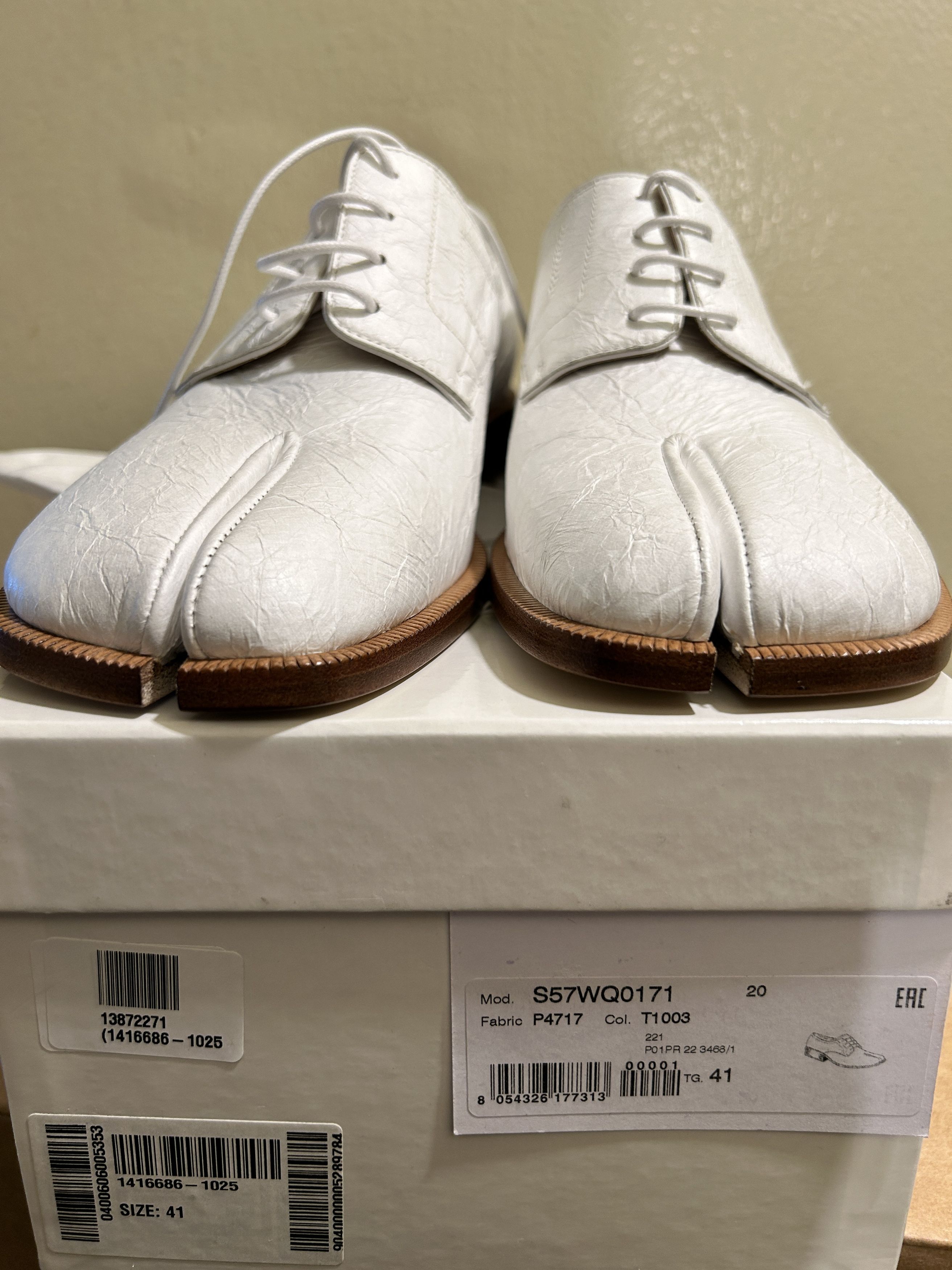 Maison Margiela Tabi Split Toe crinkle Leather Derby Shoes - White Size US 8 / EU 41 - 5 Thumbnail