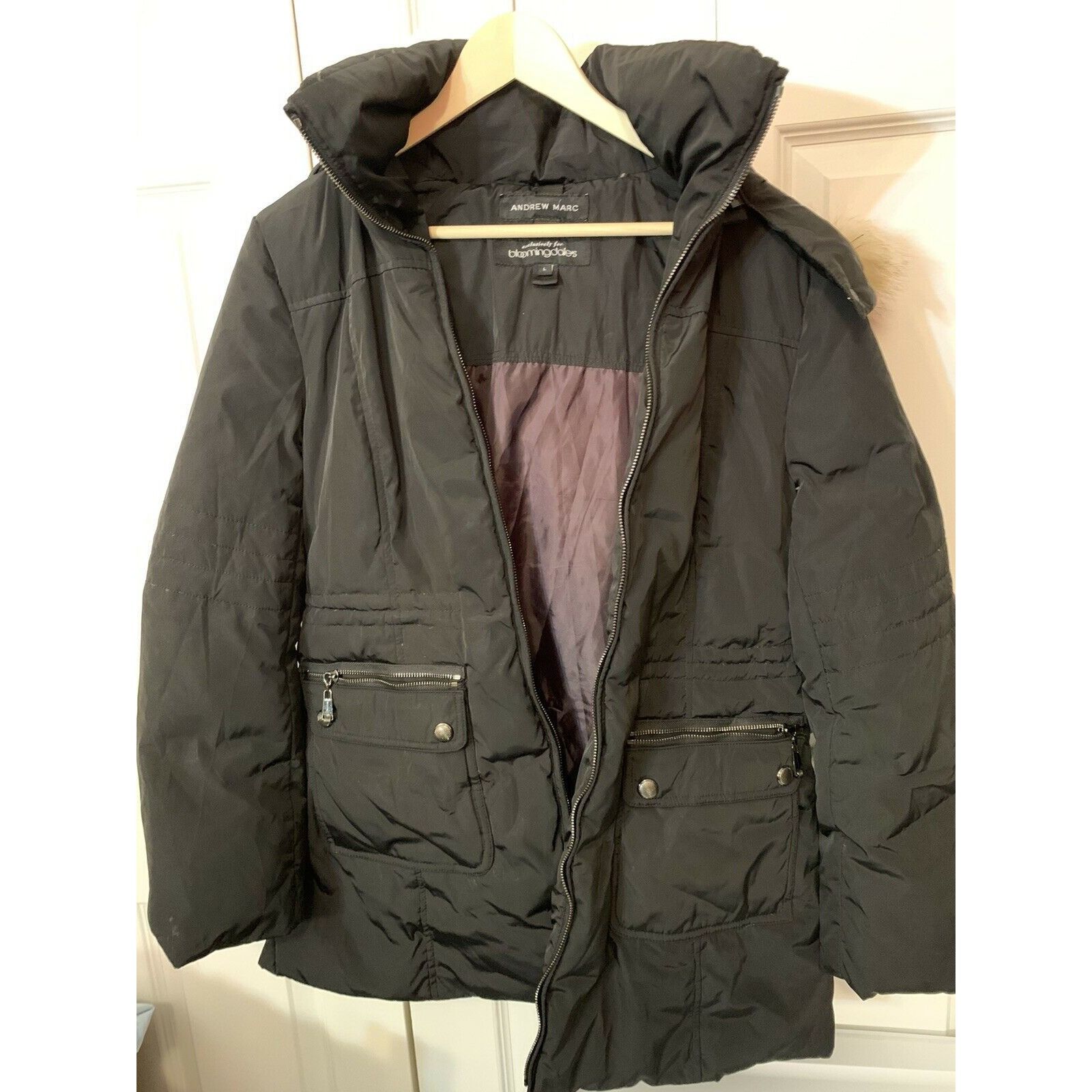 Andrew Marc ANDREW MARC For BLOOMINGDALES Black COYOTE FUR HOODED Women’ Size L / US 10 / IT 46 - 3 Thumbnail