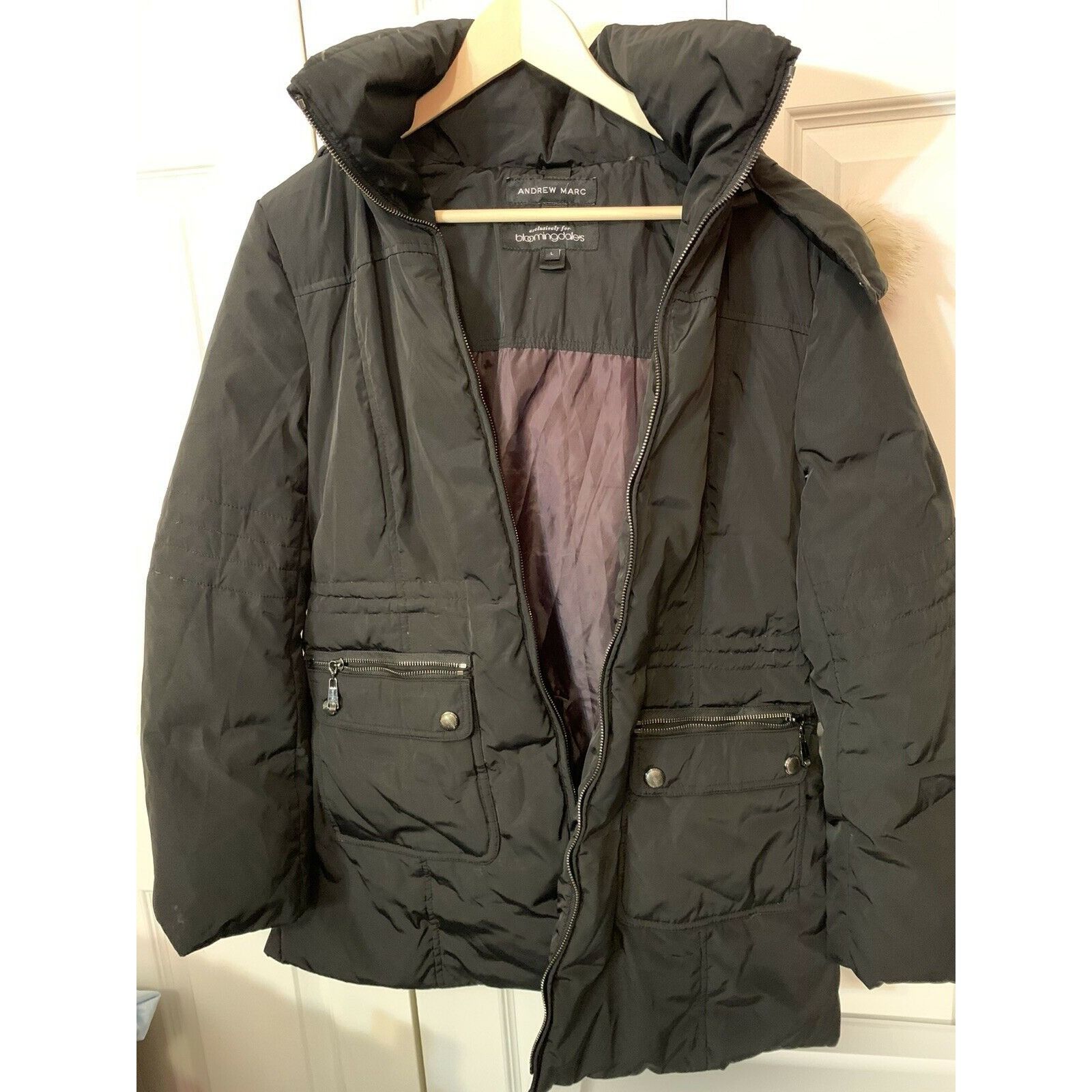 Andrew Marc ANDREW MARC For BLOOMINGDALES Black COYOTE FUR HOODED Women’ Size L / US 10 / IT 46 - 6 Thumbnail