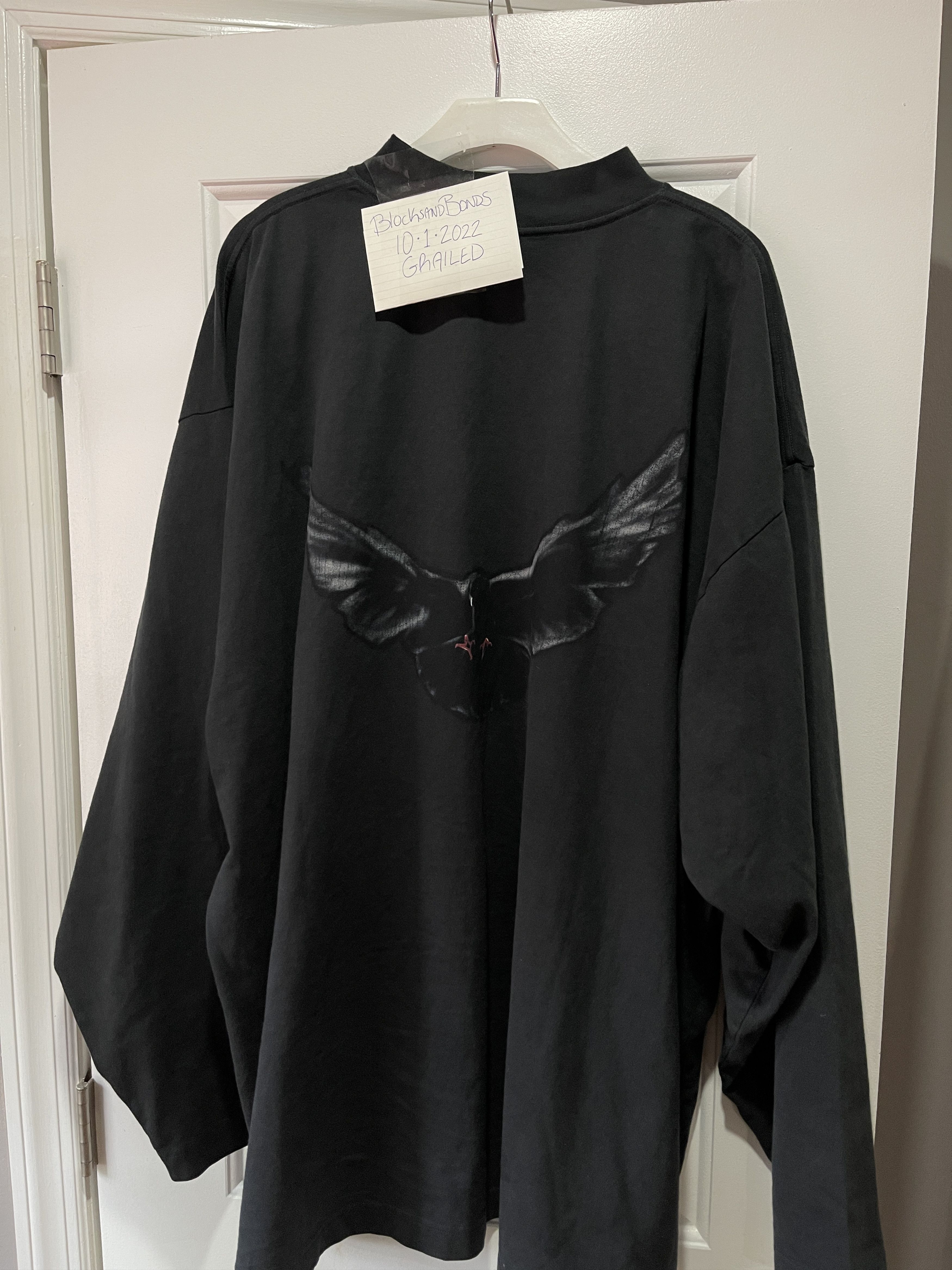 Gap YEEZY GAP BY BALENCIAGA BLACK-GREEN DOVE LONG SLEEVE TEE | Grailed