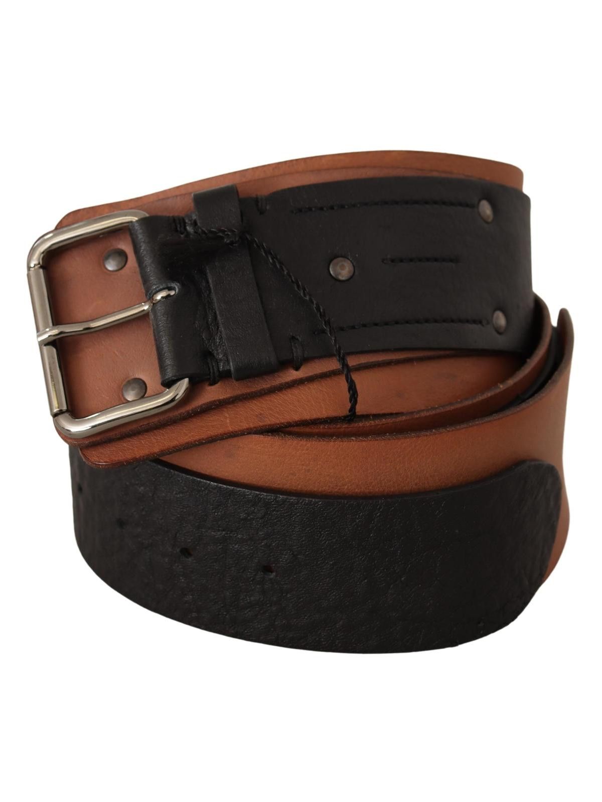 Costume National Black Skinny Leather Logo Buckle Belt main image 1