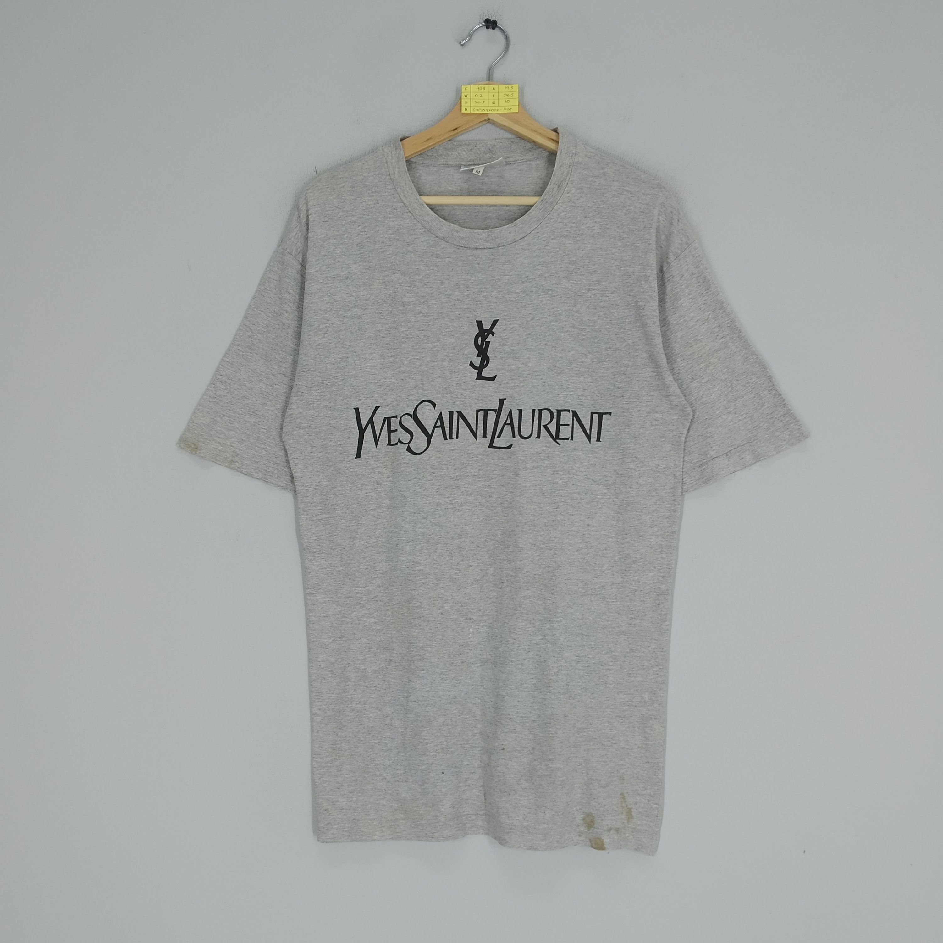 Vintage Yves Saint Laurent YSL Big Logo Grey T-shirt
