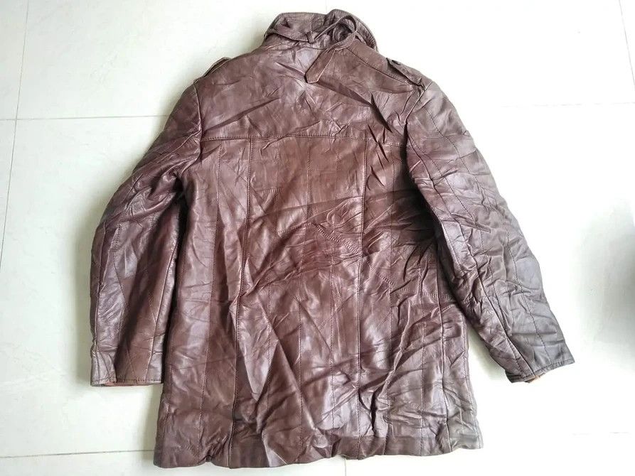 Genuine Leather Vtg 90s MADE IN SPAIN LEATHER LONG JACKETS Size M / US 6-8 / IT 42-44 - 5 Thumbnail