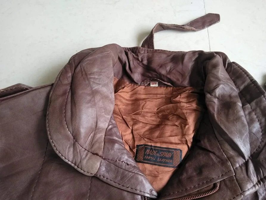 Genuine Leather Vtg 90s MADE IN SPAIN LEATHER LONG JACKETS Size M / US 6-8 / IT 42-44 - 2 Thumbnail