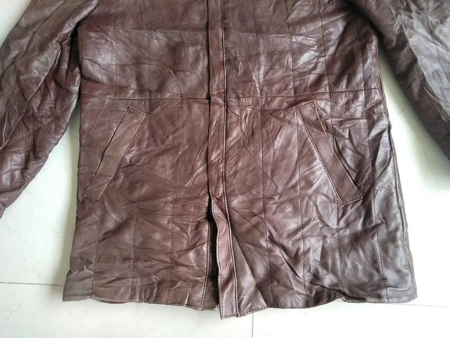 Genuine Leather Vtg 90s MADE IN SPAIN LEATHER LONG JACKETS Size M / US 6-8 / IT 42-44 - 3 Thumbnail