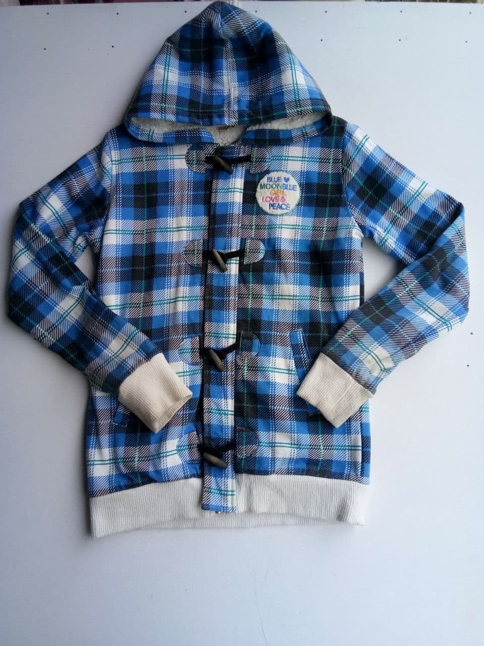 Designer Vintage Blue Moon Flannel Zipper Hoodie Sweater Size US M / EU 48-50 / 2 - 1 Thumbnail