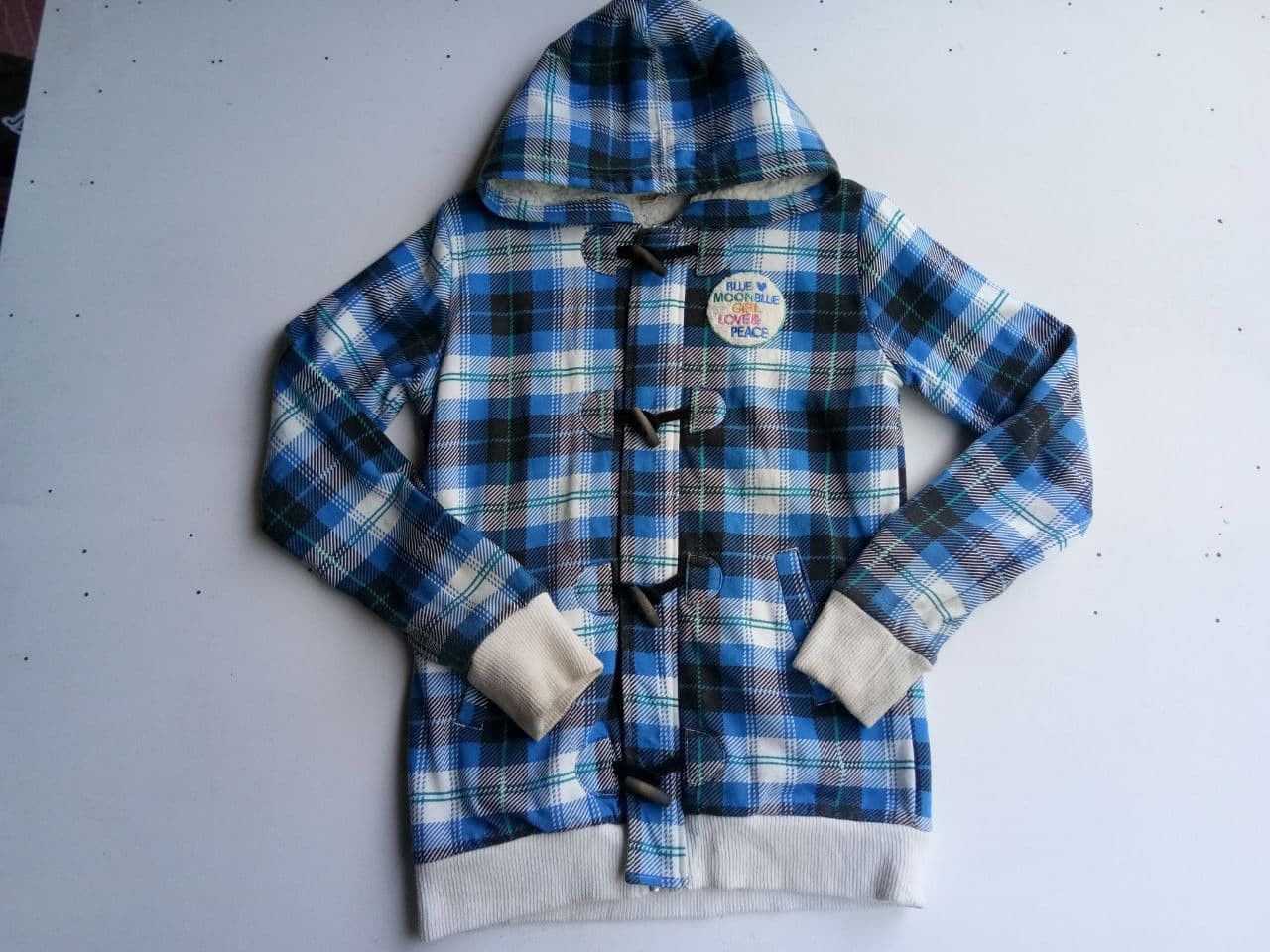 Designer Vintage Blue Moon Flannel Zipper Hoodie Sweater Size US M / EU 48-50 / 2 - 3 Thumbnail