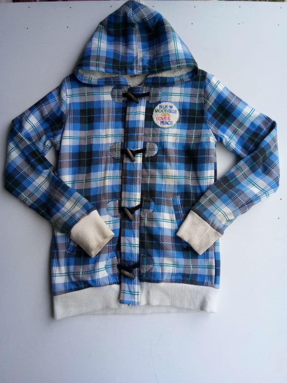Designer Vintage Blue Moon Flannel Zipper Hoodie Sweater Size US M / EU 48-50 / 2 - 2 Thumbnail
