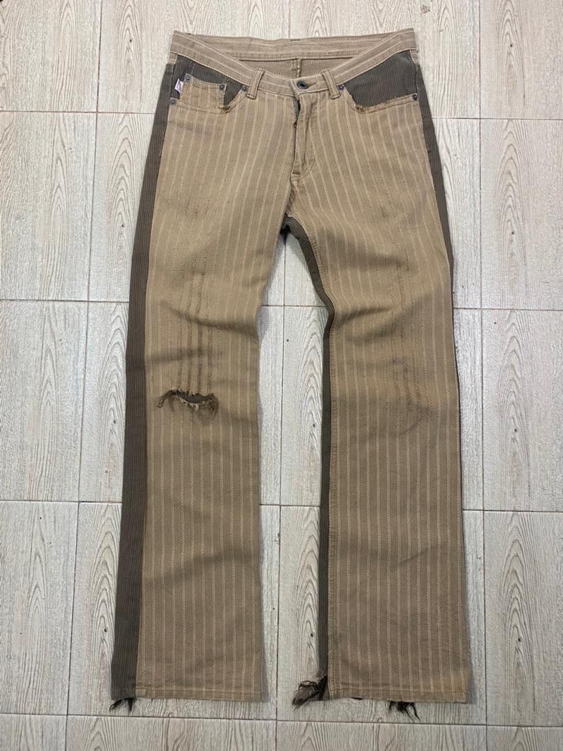 291295 Homme Flared 2 Tone Distressed Jeans