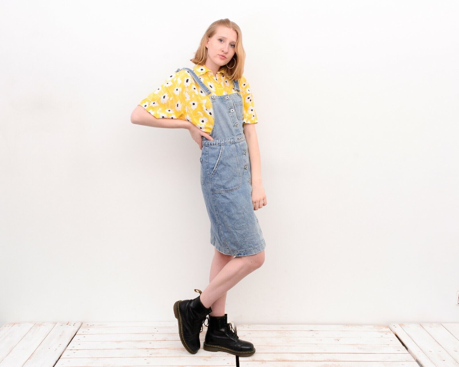 Other × Vintage Women's Y2K Denim Dungaree Pinafore Dress Button Up Sarafan Size S / US 4 / IT 40 - 2 Thumbnail