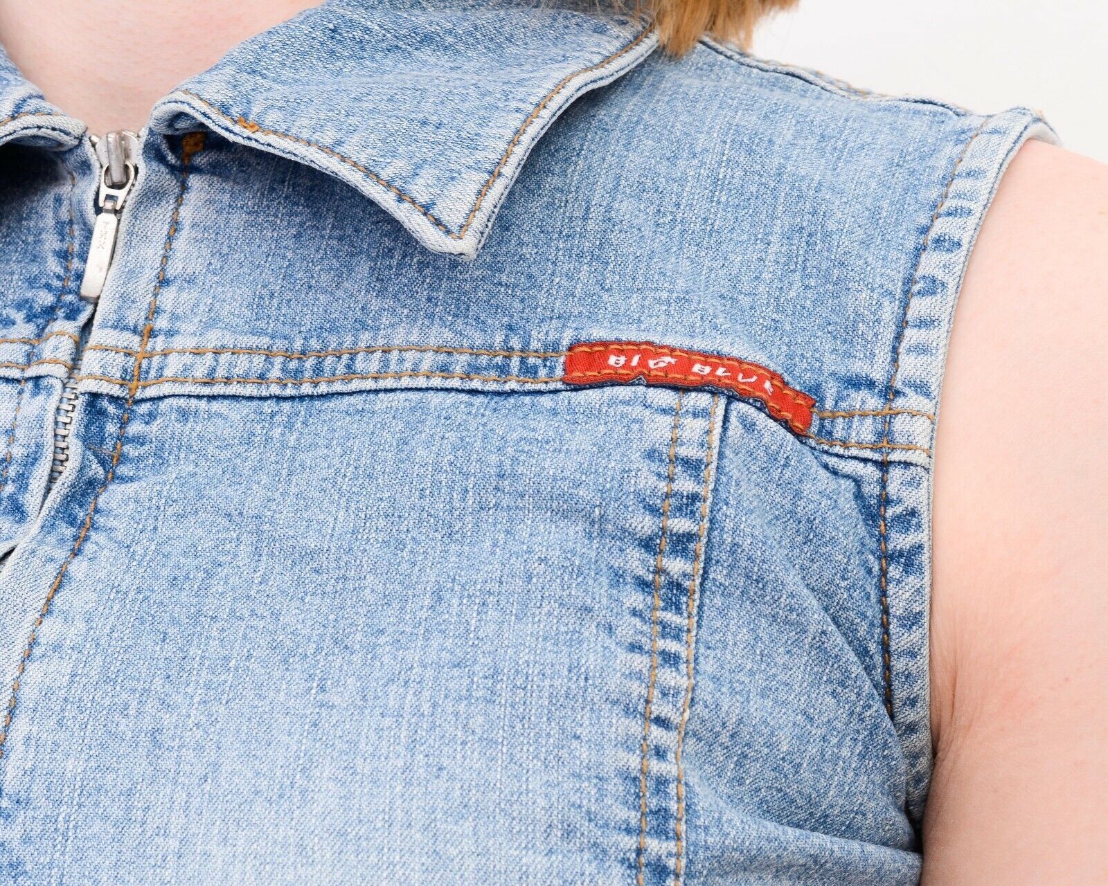 Other × Vintage BIG BLUE Womens S 90's Denim VTG Mini Dress Tight Y2K Belted Size S / US 4 / IT 40 - 5 Thumbnail
