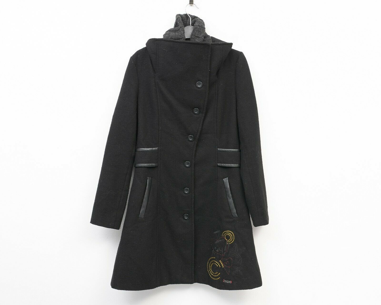 Desigual Women Overcoat Jacket EU 38 Buttoned Collared Coat Long Wool Size M / US 6-8 / IT 42-44 - 1 Thumbnail