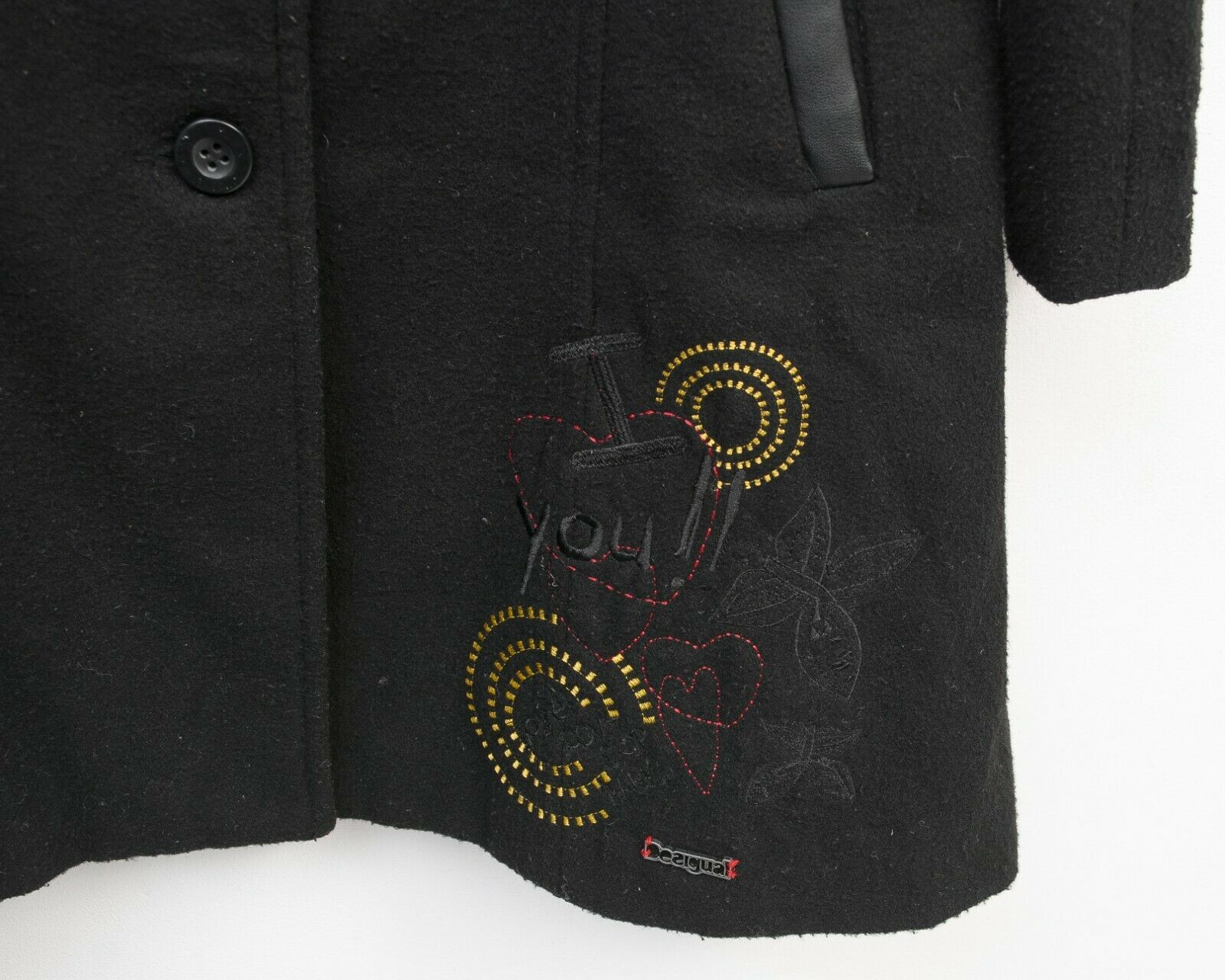Desigual Women Overcoat Jacket EU 38 Buttoned Collared Coat Long Wool Size M / US 6-8 / IT 42-44 - 4 Thumbnail