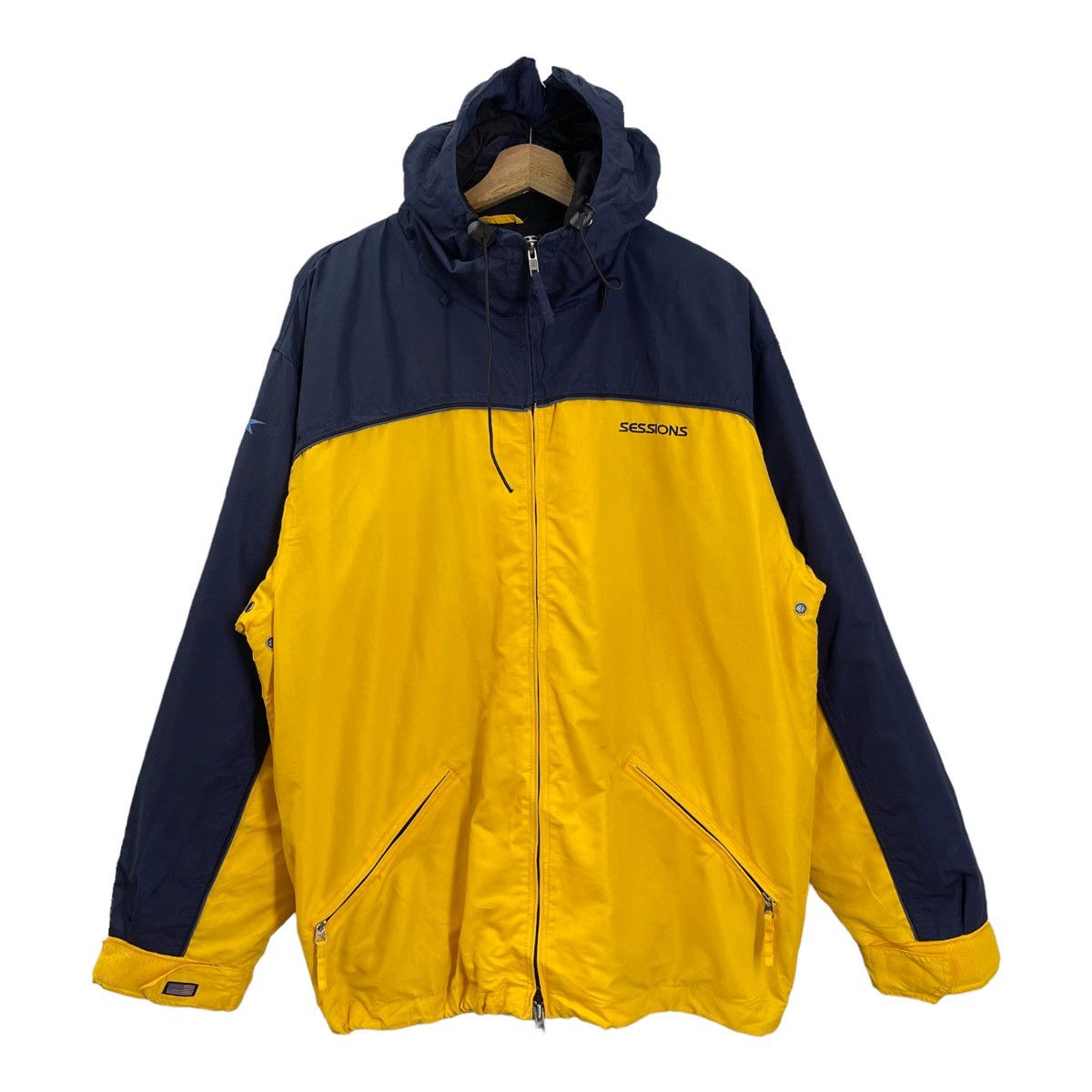 image of Sessions x Skategang Vintage Session Fullzip Hoodie Jacket in Yellow/Navy, Men's (Size Large)