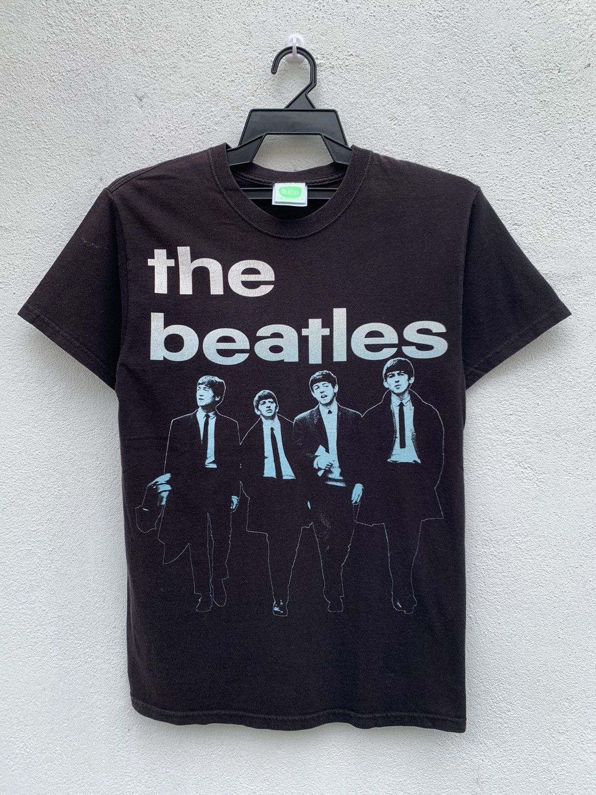 THE BEATLES Large Print Band T-Shirt, Men's Size Medium unclear black type Vintage Second Hand