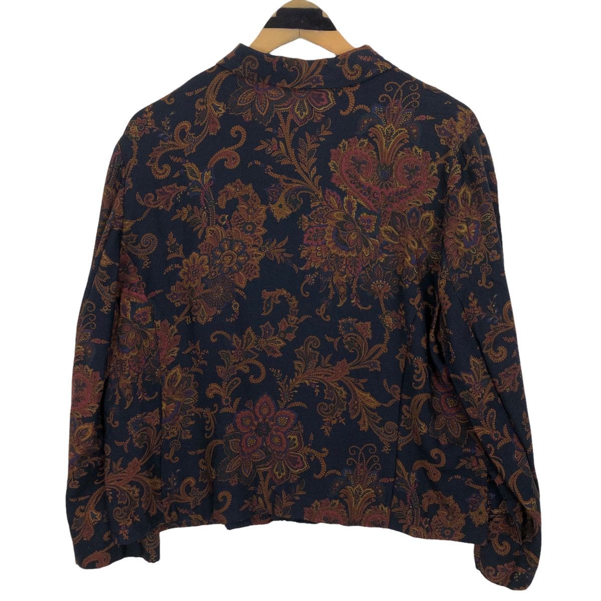 Burberry Vintage 90s Burberrys Paisley Batik Silk Blouse Shawl Collar Size L / US 10 / IT 46 - 8 Thumbnail