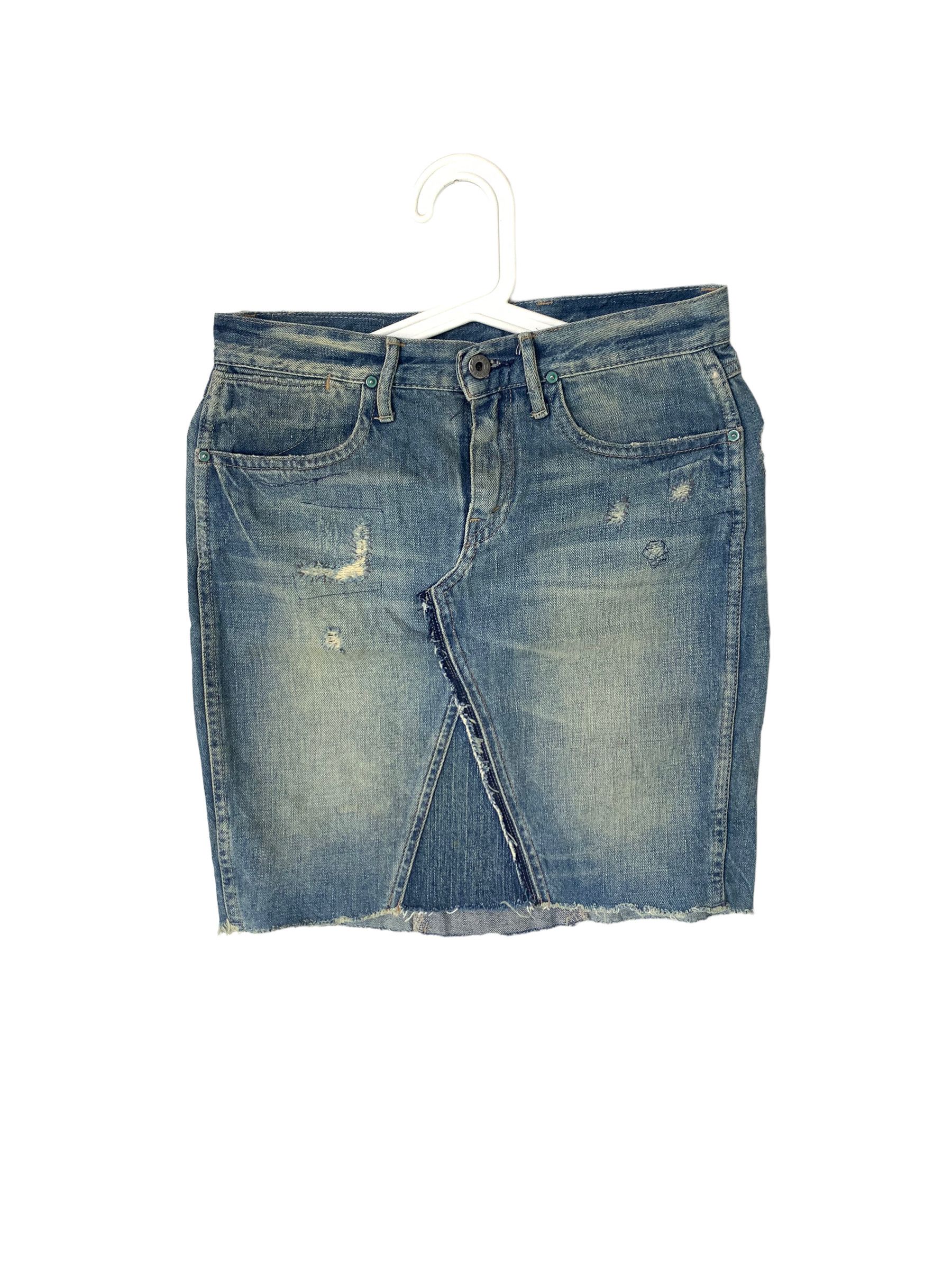 Aimilios Lace Deconstruct Short Skirt In Blue