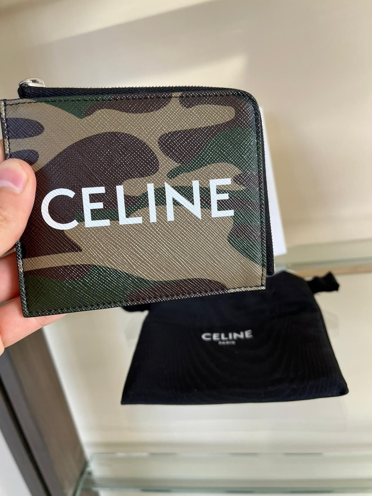 Celine Logo Zipper Purse With Card Holder in Camo Size ONE SIZE - 3 Thumbnail