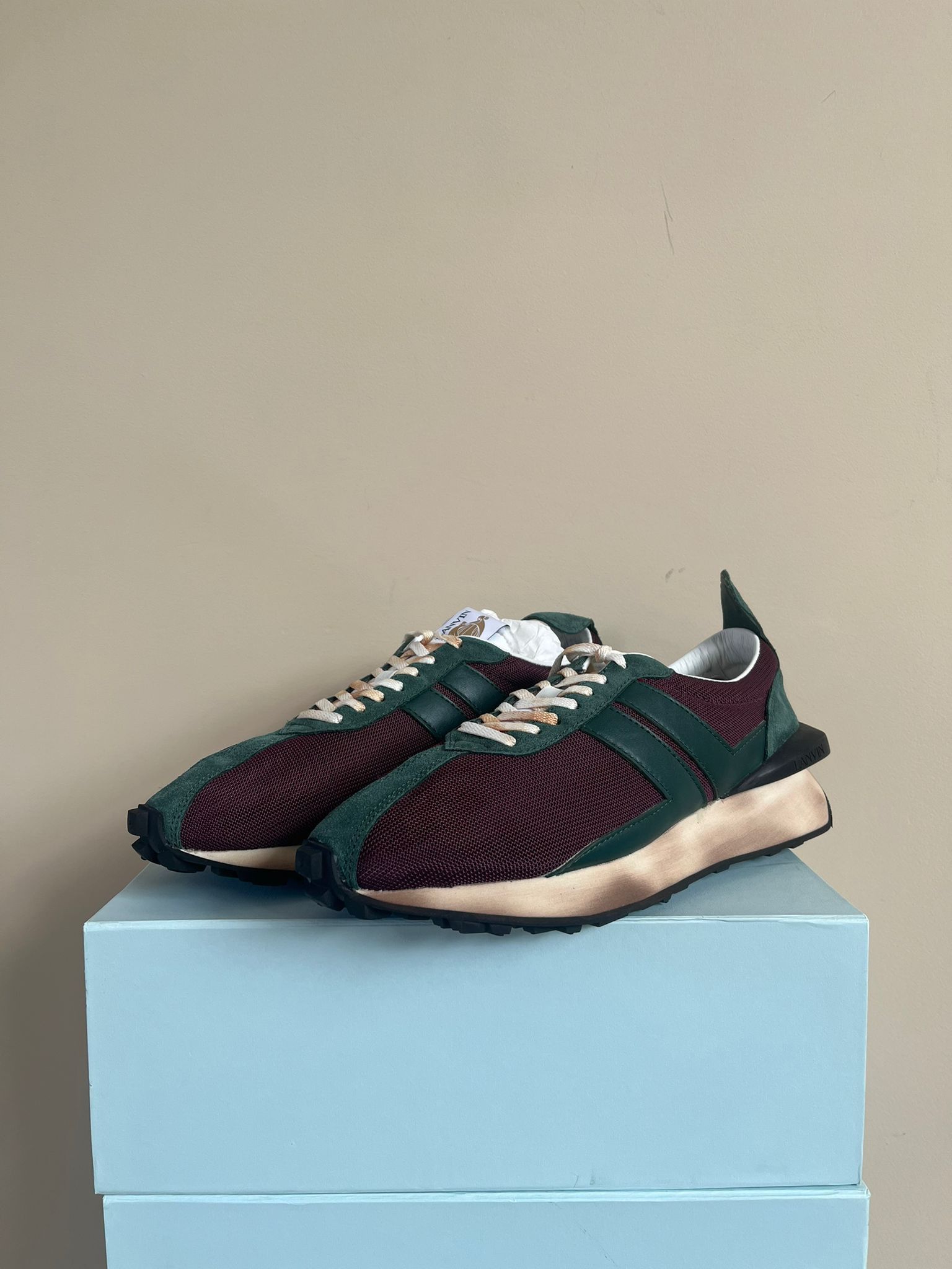 Lanvin Runner Sneaker in Mesh Nappa in Burgundy Size US 15 / EU 48 - 1 Thumbnail