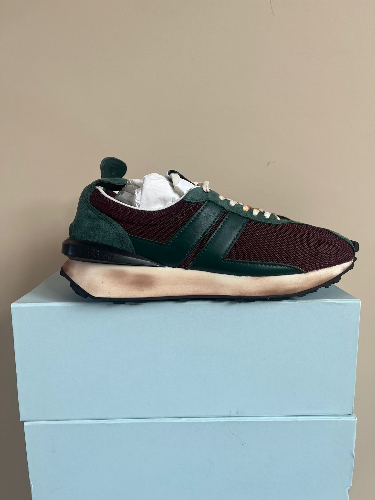 Lanvin Runner Sneaker in Mesh Nappa in Burgundy Size US 15 / EU 48 - 11 Thumbnail