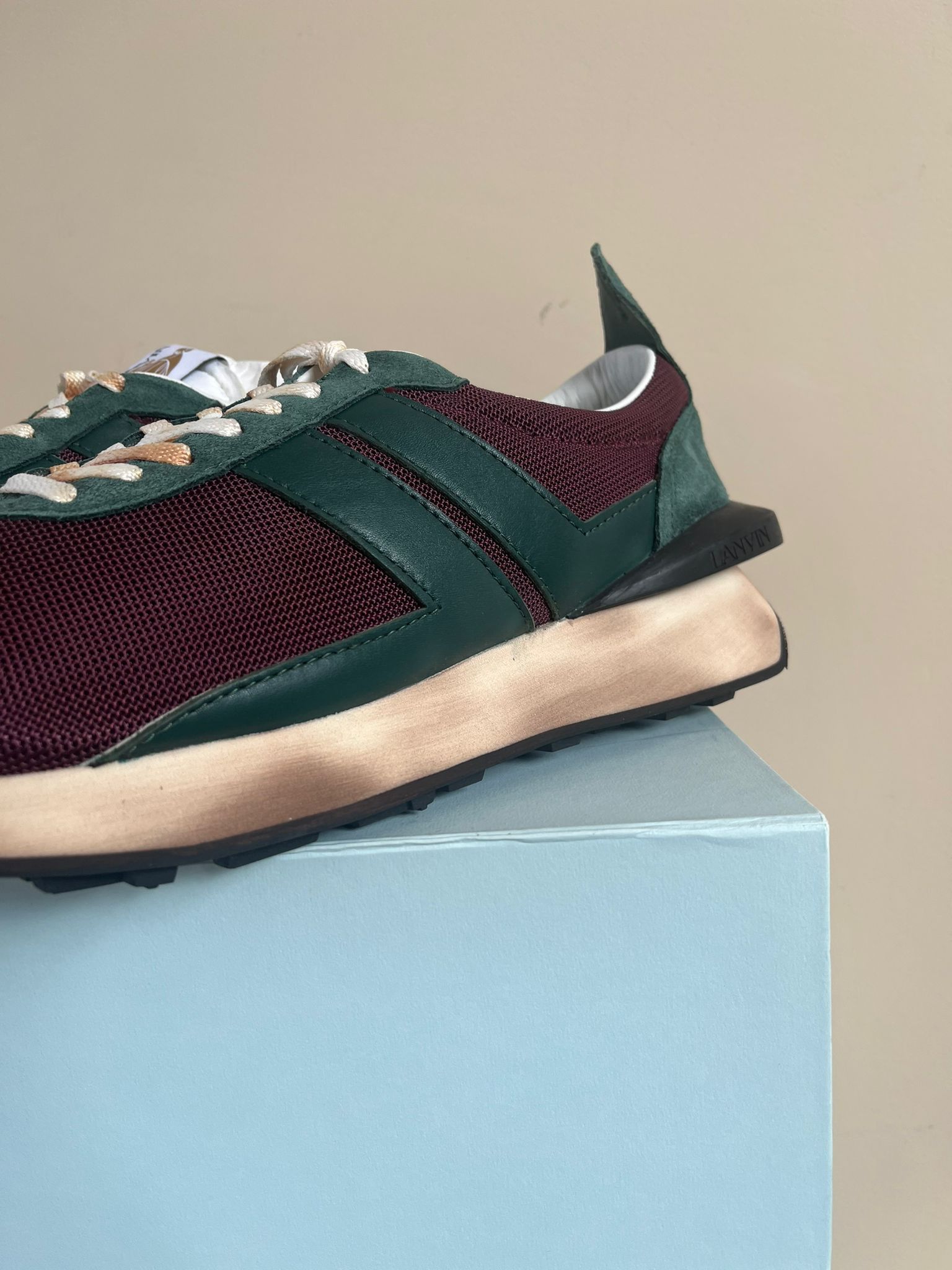 Lanvin Runner Sneaker in Mesh Nappa in Burgundy Size US 15 / EU 48 - 3 Thumbnail