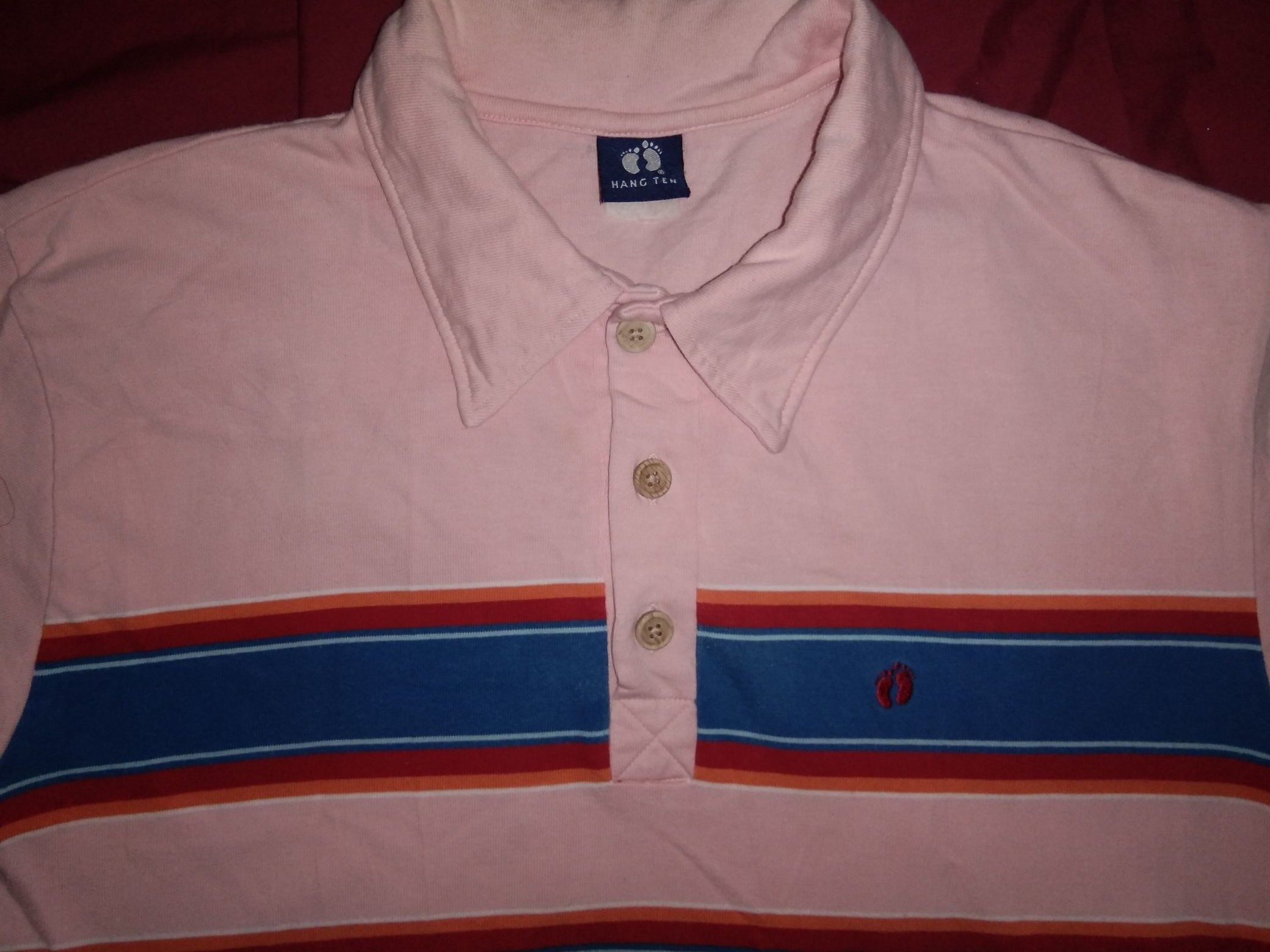Hang Ten × Vintage VTG Hang Ten stripes polo retro hawaii Size US L / EU 52-54 / 3 - 1 Thumbnail