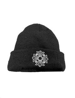 Chrome Hearts Black Leather & Metal Cross Beanie worn by Rylo