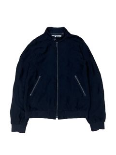 Wool bomber jacket navy herringbone