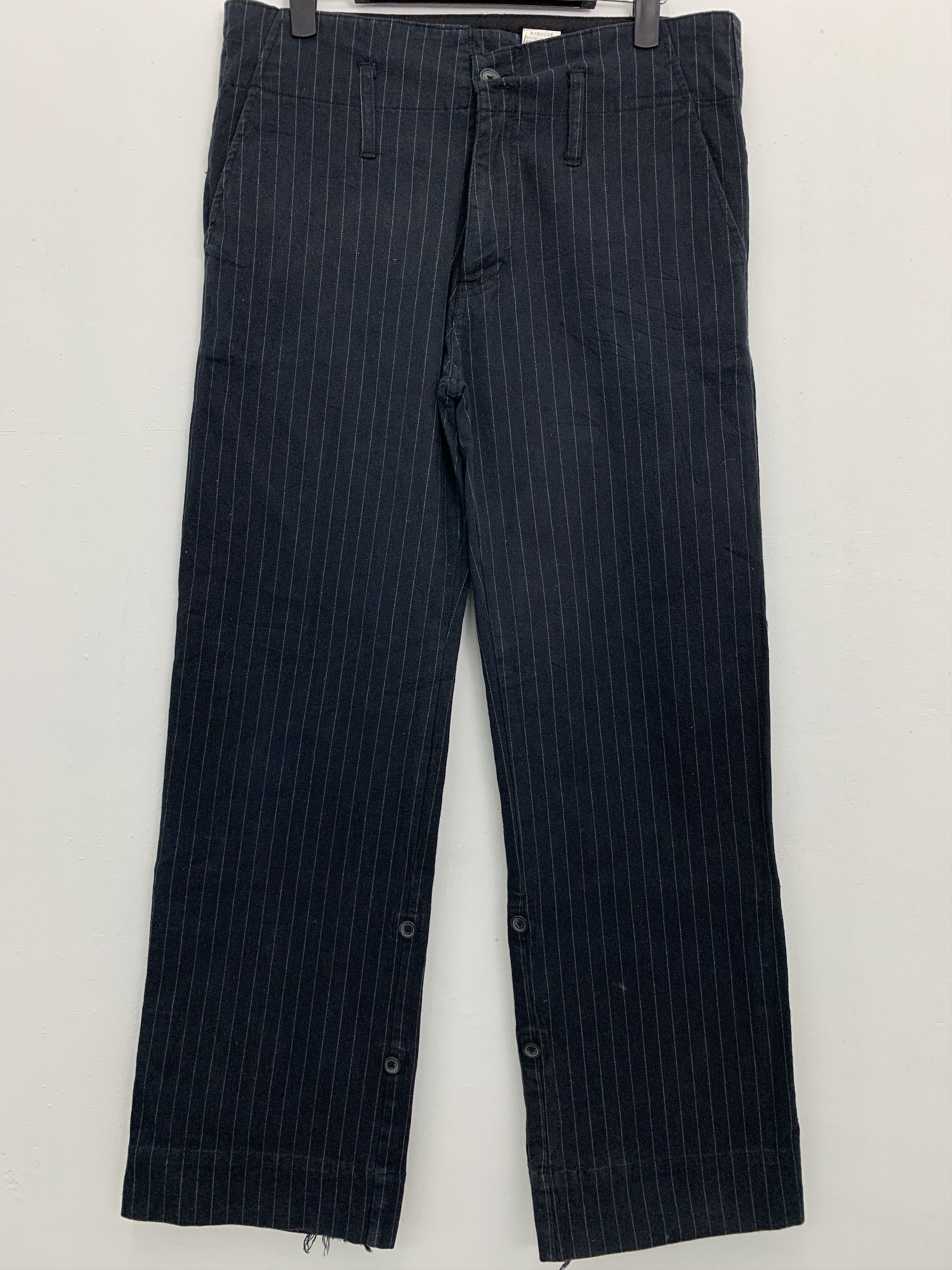 Japanese Brand Casual Pants Dance Partner Over The Stripe Black #149 Size US 29 - 1 Thumbnail