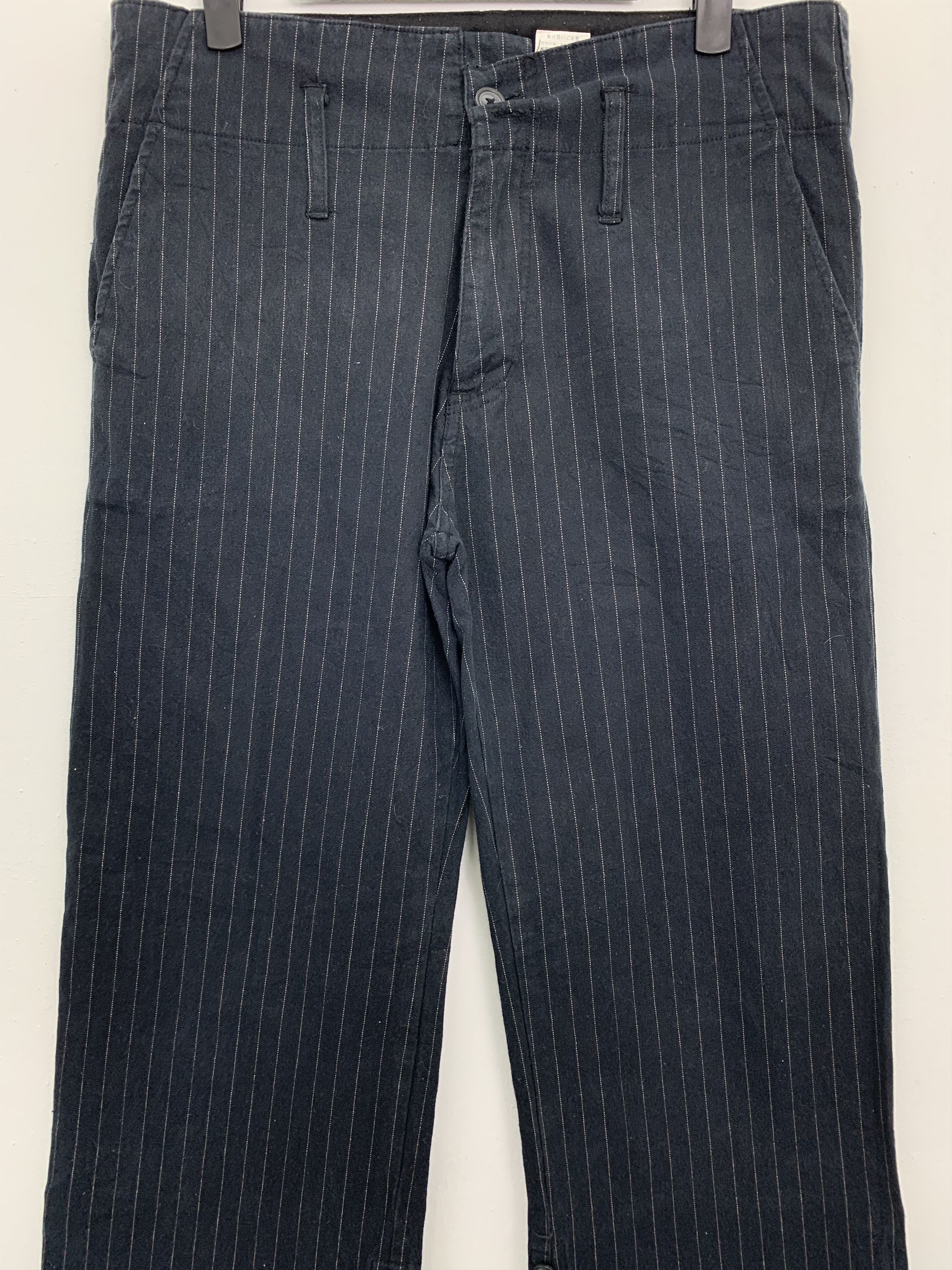 Japanese Brand Casual Pants Dance Partner Over The Stripe Black #149 Size US 29 - 2 Thumbnail