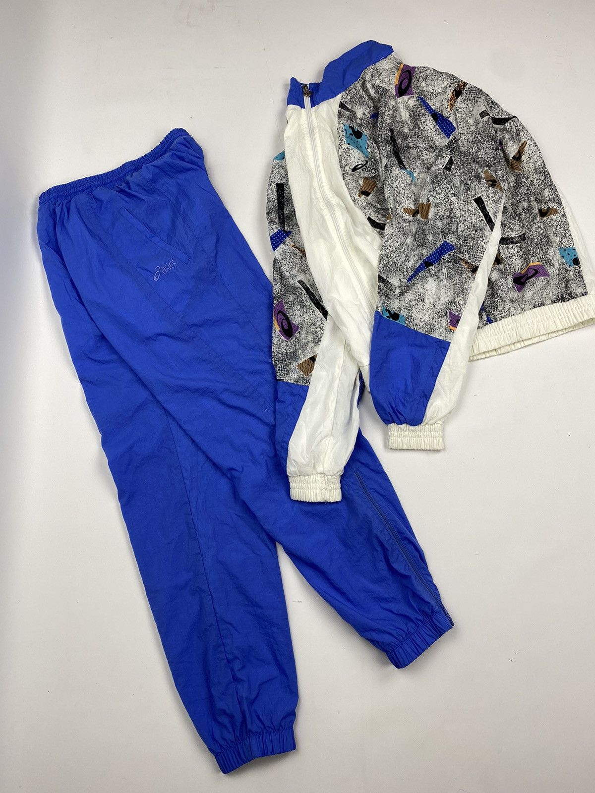 Vintage 90's Asics Nylon Drill Tracksuit Set