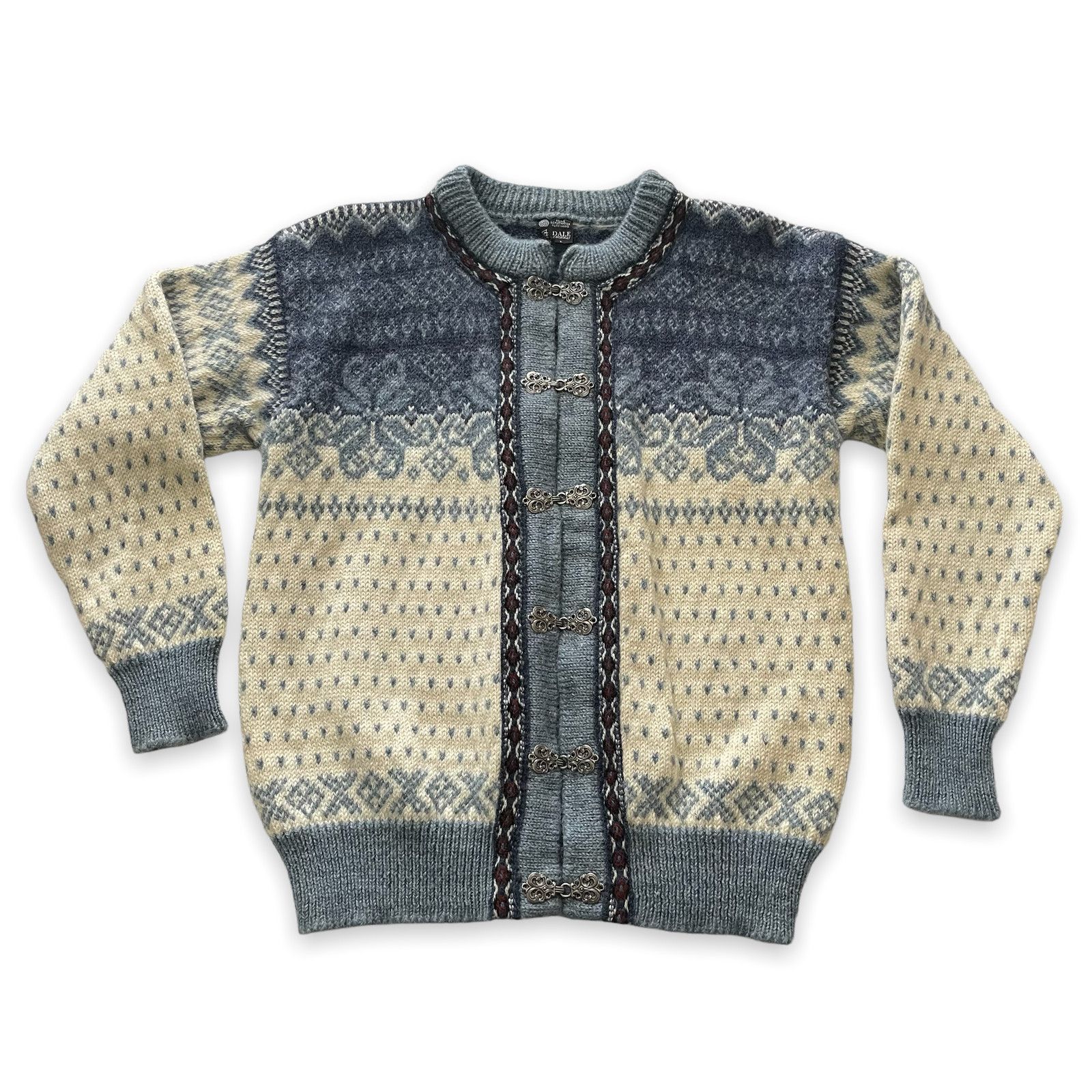 Cardigan Dale Of Norway à Motifs Y2K - Pure Laine - Taille M - Bleu - Occasion Très Bon état