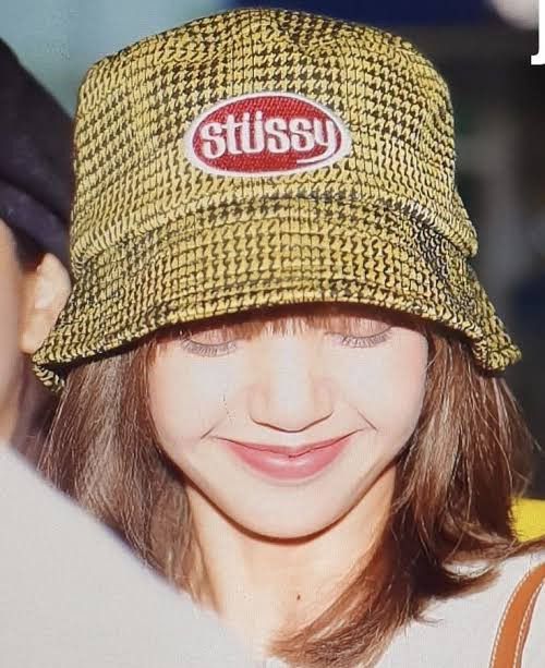 image of Stussy Lola Plaid Bucket Hat in Yellow, Men's