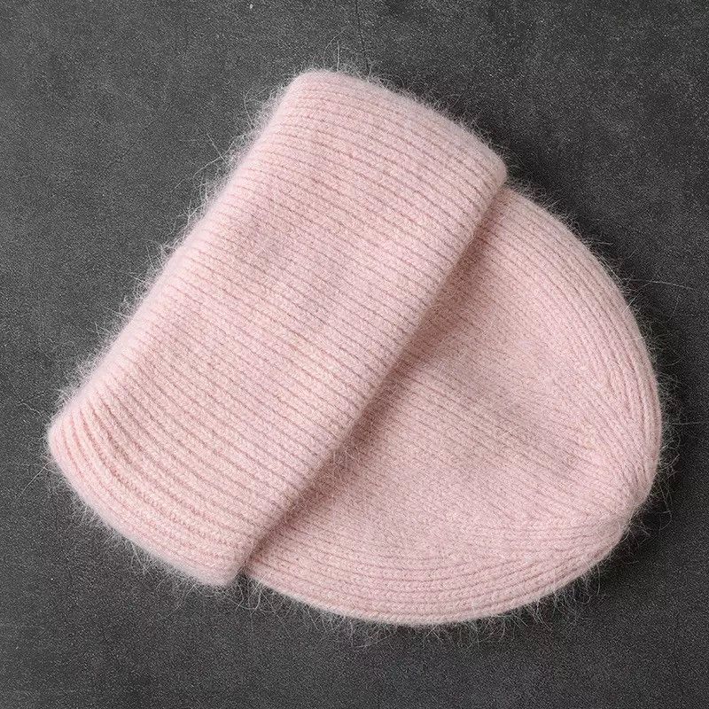 Other Winter Hat Beanie Knitted Rabbit Fur Skullies Hat Size ONE SIZE - 3 Thumbnail