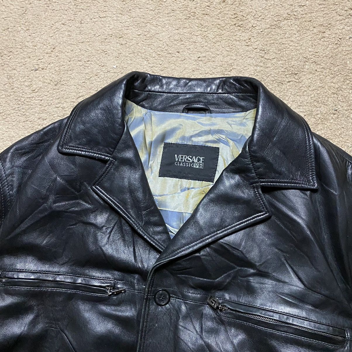 Vintage Versace V2 Classic Leather Coat