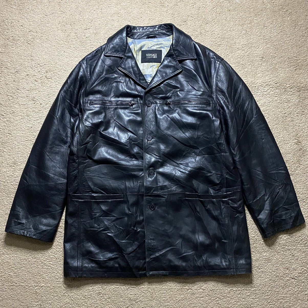 Vintage Versace V2 Classic Leather Coat