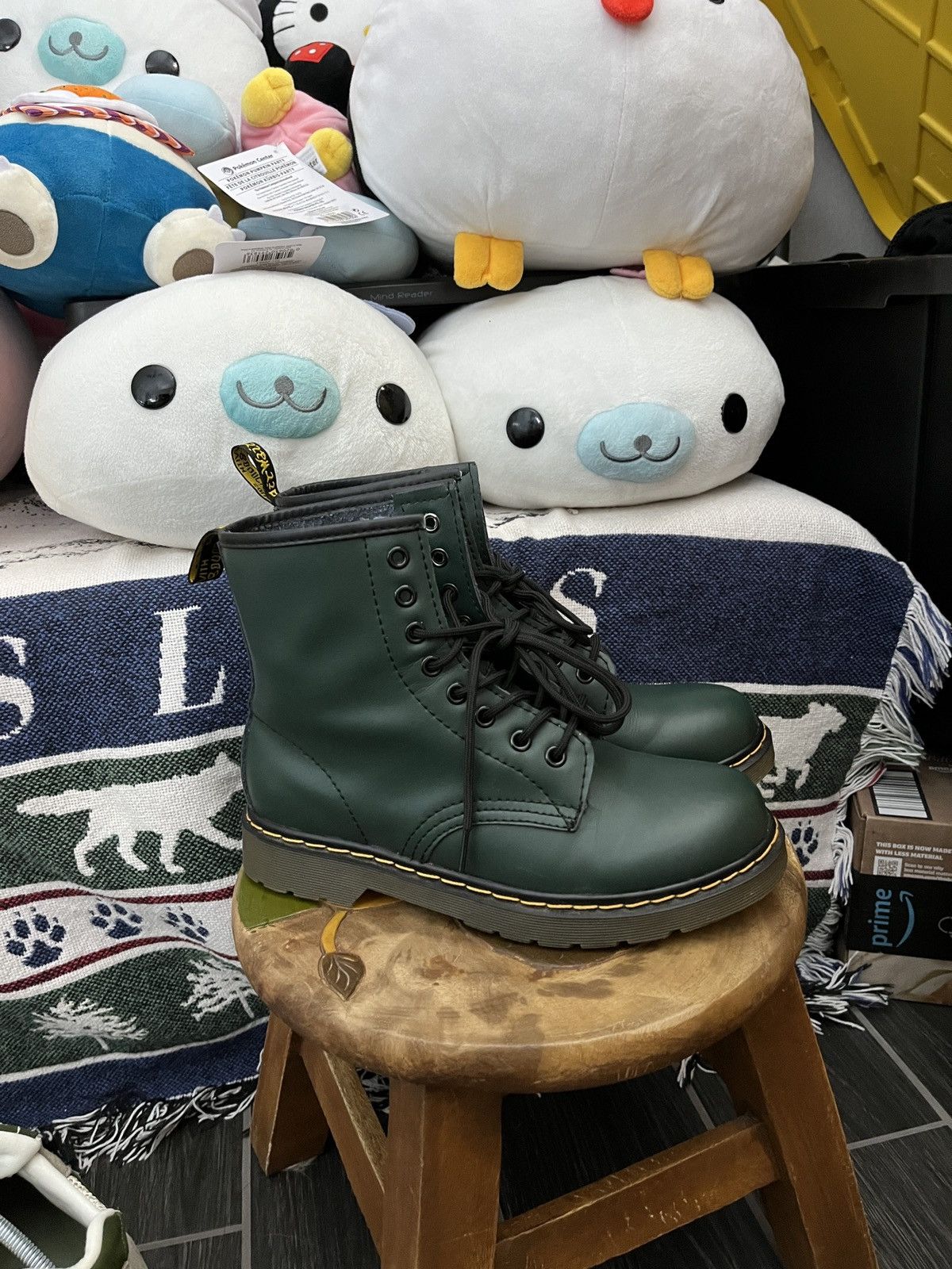 Dr. Martens Doc Marten 1460 Leather lace up boot forest green Size US 9 / IT 39 - 2 Thumbnail