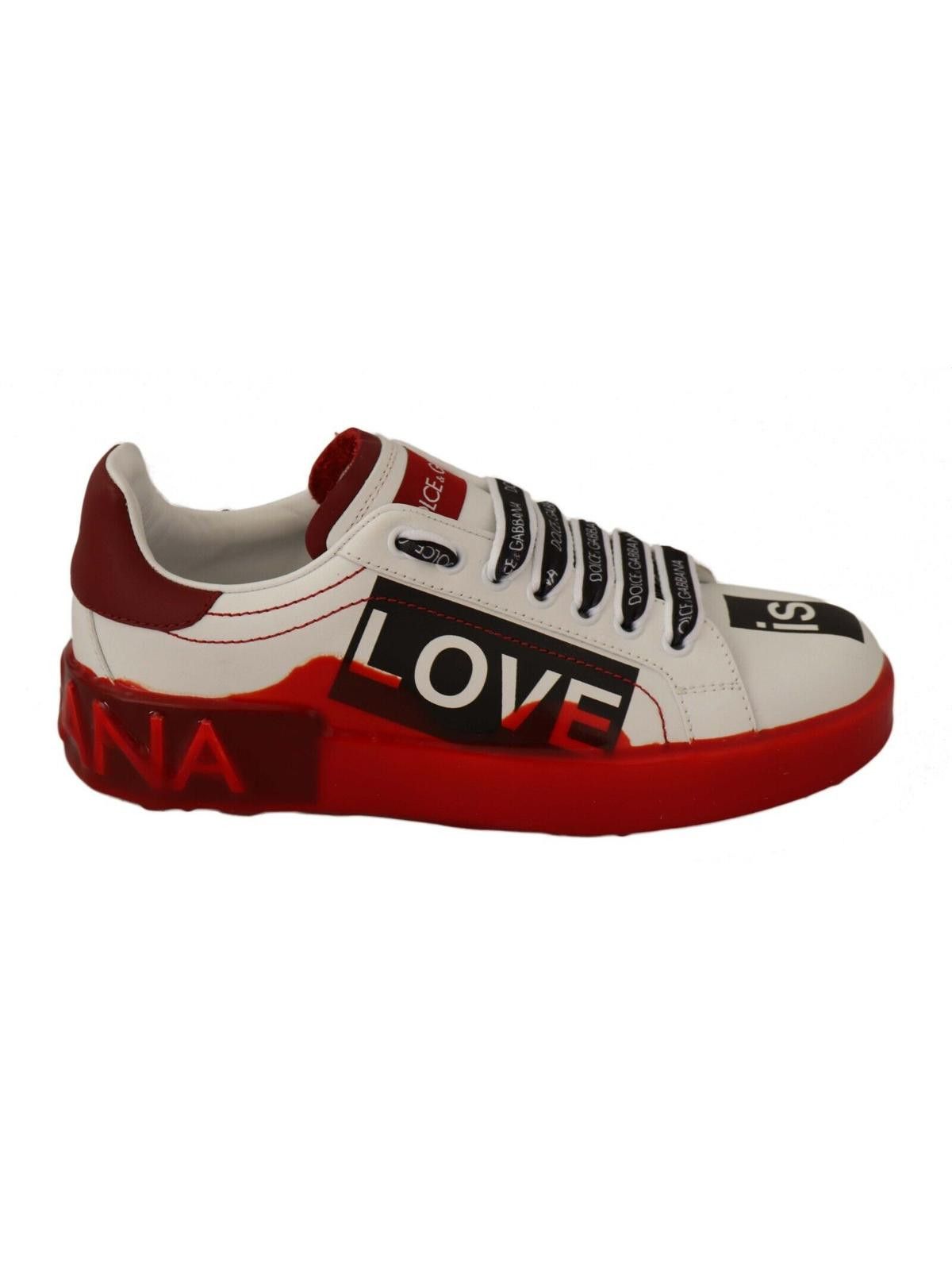 dolce gabbana white red sneakers