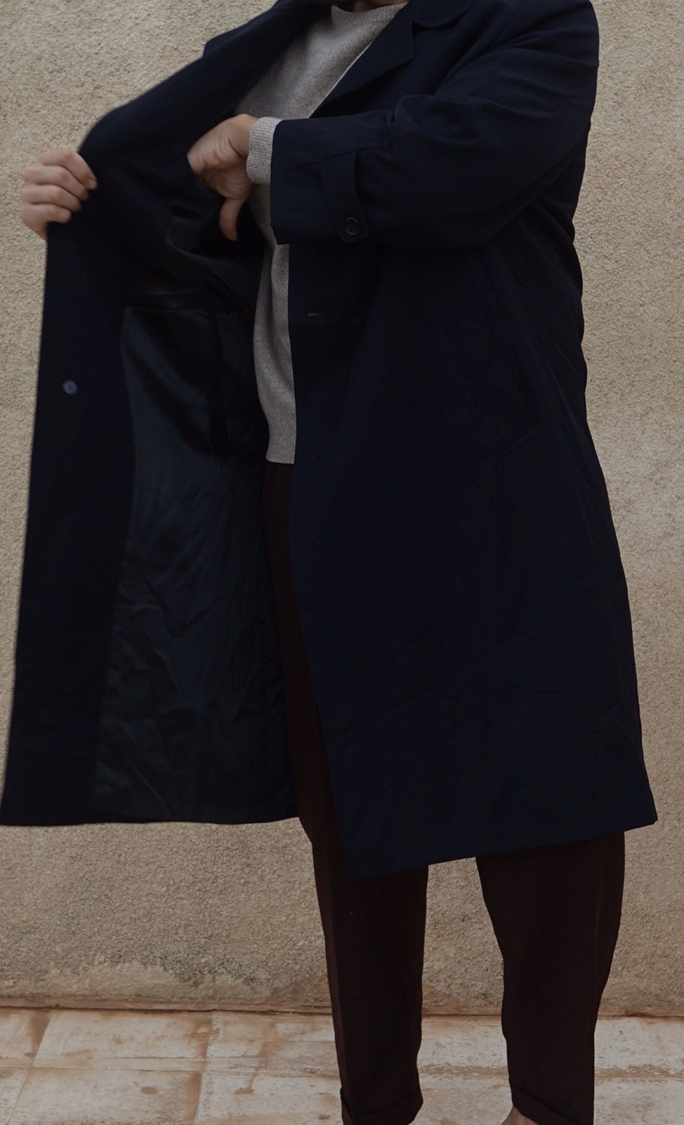 navy blue AQUASCUTUM wool raincoat