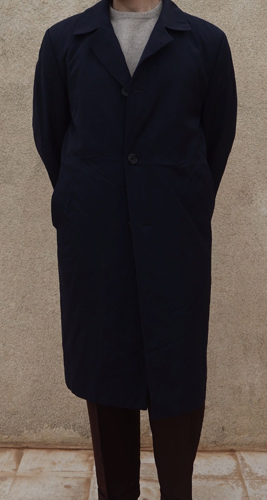 navy blue AQUASCUTUM wool raincoat